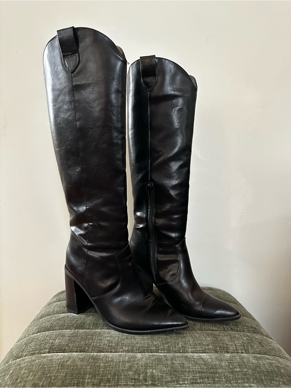 The Drop Cassandra Black Knee High Western Cowboy Boots Size 7